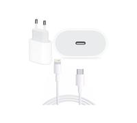 Chargeur USB-C 18W - Yuan Yuan - Compatible iPhone XS - Câble Type C vers Lightning 1 m - Blanc