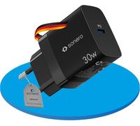 Chargeur Usb-C,1x 30 Watts Port Usb-C,Gan Chargeur Rapide,Alimentation Usb,Chargeur De Téléphone Portable Avec Détection Automatique Du Courant De Charge,Noir