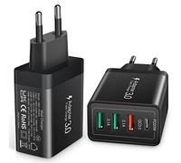 Chargeur USB C 2 pièces,Total 35W USB Chargeur Rapide PD 3.0 + QC 3.0, 4 Ports Multi USB, Compatible avec iPhone 16/15/14/13 Pro Max,Samsung Galaxy S23, S22, Note 10 (Noir)