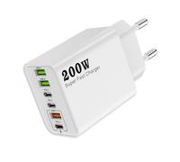 Chargeur USB C 200W GaN 6 Ports 3USB-C+3USB-A avec PD 3.0 PPS QC 4.0 | Bloc Secteur Multiport Compact Charge Rapide pour iPhone 17/16/15/14, MacBook, iPad, Galaxy S24/S23/S22, Steam Deck, Switch