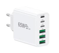 Chargeur USB C 2026 - 65 W - Chargeur rapide USB C - 6 ports - Prise USB C - Chargeur multiple PD 3.0 - Adaptateur d'alimentation USB pour iPhone 17 16 15 14 13 12 11 Pro Max XS, Samsung Galaxy, iPad