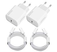 Chargeur USB C 20W, 2-Pack Prise USB C Chargeur Rapide avec 2x2m Câble USBC,Chargeur USBC Rapide pour iPhone 16 15 Plus Pro Max Samsung Galaxy iPad Huawei Xiaomi,Prise USBC
