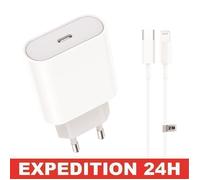 Chargeur USB-C 20W - Apple - iPhone 14/13/12/11 - Câble 2m - Charge rapide - Blanc ZISONIX®