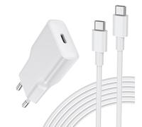 Chargeur USB C, 20W Mini Prise USB Rapide pour iPhone 16/15/14/13/12/11 Pro Max/X/XS, Samsung Galaxy, Adaptateur Secteur Type C Ultra Fin,Câble de données USB-C de 2 mètres