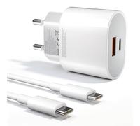 Chargeur USB C 20W pour iPhone 16 17 15 14 13 12 Pro XS XR 8 7 6S Plus Mini SE, Prise Rapide USBC Adaptateur Secteur Type C PD+QC Double Mural Prise Bloc iPhone Prise Secteur USB C Adapteur Chargeur