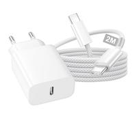 Chargeur USB C 20W pour iPhone 17/17 Pro Max/16 Pro Max/15 p ro Max/15 Plus, Prise USB C Secteur Mural Chargeur USBC et Cable usb c 2M pour iPad 12.9/11 inch, Air 5 4, Samsung Gaxy, Adaptateur Secteur