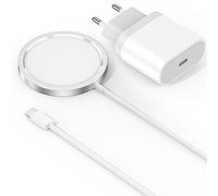 Chargeur USB-C 20W,Rapide Chargeur sans Fil Magnétique vers USB-C 15W Compatible iPhone 16/16 Pro Max/16 Pro/16 Plus,15/15 Pro Max/14/13/12/11,AirPods - Kit de Charge Induction avec Câble 1m (Blanc)