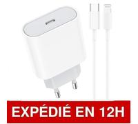 Chargeur USB-C 20W - ZISONIX - iPhone 13/12/11/XR/Xs/Max/8/7 - Charge rapide - Compatible iPad/AirPods