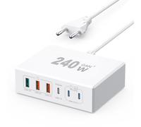 Chargeur USB C 240W, Chargeur USB Multiple, 6 Ports Chargeur Rapide Type C, PD3.0 100W Chargeur pour Ordinateur avec GaN Tech Compatible avec iPhone 15/14/13 Samsung Galaxy iPad SteamDeck
