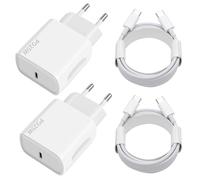 Chargeur USB C 25W, 2-Pack Prise USB C Chargeur Rapide avec 2x2m Câble USBC Rapide pour Samsung Galaxy iPhone Max Mini SE X XS XR iPad Huawei Xiaomi,Prise USBC