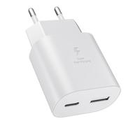 Chargeur USB C, 25W 2Ports USB C Chargeur Rapide PD+QC Chargeur Multi Secteur USB Type C Adaptateur pour Samsung Galaxy s25 S24 S23 s21 S20 s10 A55 A55 A53 A52 A35 A15 A14 A13 A05 (Blanc)
