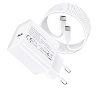 Chargeur USB C 25W avec Câble de Charge, Prise USB-C, Chargeur Rapide Adaptateur - Compatible avec i-Phone 16/15 Plus Pro Max, i-Pad, Samsung Galaxy S24/S24+/S24 Ultra/S23/S22/Note20