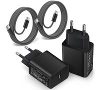 Chargeur USB C 25W Lot de 2, Chargeur Rapide Compatible avec Samsung, avec câble de Charge USB C 2m Lot de 2, Adaptateur Secteur PD3.0 Compatible avec Galaxy S26/S25/S24/S23, A54/A53/A32 (Noir)
