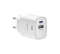Chargeur secteur 25W USB C PD + USB, compact GaN - Swissten Blanc Swissten