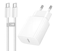Chargeur USB C 25W Prise Secteur USB C Fast Charger avec Câble USB C 3M | Chargeur Type C Charge Rapide Adaptateur pour iPhone 17/17 Pro/17Air/17 Pro Max/16E/16/16 15 Plus/16 Pro Max/iPad Air Mini