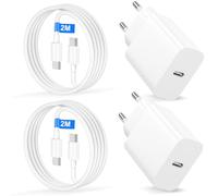 Chargeur USB C 2Pack 20W PD Prise USB C Chargeur Rapide et Câble USB C 2M, Adaptateur Charge Rapid pour iPhone 17/16/15 Pro/Pro Max, Samsung Galaxy S24/S23/S22, iPad, Huawei, Xiaomi