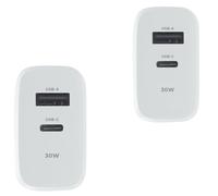 Chargeur USB C, 30W 2 ports prises USB C chargeur rapide iPhone, 1 prise ASB A PD+QC 2.5 A pour iPhone 17 16 15 14 13 12 11 Plus Pro Max X XS XR, pour iPad,pour Samsung séries GALAXY, XIAOMI, HONOR