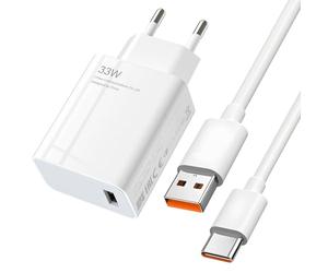 Chargeur USB C 33 W avec câble de charge 6 A 2 m, chargeur rapide USB Power pour téléphone portable Xiaomi Mi14 T Mi14 14 Pro Mi13T Mi13 Mi12 Mi11 Redmi Note 14 13 12 11 10 Poco X6 X5 X4 Pad 6 5 (33 W