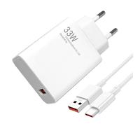 Chargeur USB C 33 W pour Xiaomi Red-mi Note 14/13/12/11/11S/9/10/10S/9T/8 avec câble de Recharge de 2 m, Chargeur Rapide Turbo Charge Adapter pour Xiaomi & Red-mi Mi 12/11 Ultra/Pro