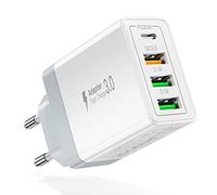 Chargeur USB-C 35W 4 Ports [PD20W + QC3.0], Acez loc Mural Rapide Multi Secteur Adaptateur Compatible iPhone 16/15/14 Pro Max, Samsung Galaxy S24/S23, iPad & Tablettes