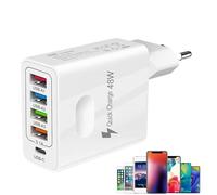 Chargeur USB C, 40 W 4 Ports USB C Secteur PD+QC 3.1A Type C Adaptateur 40W Prise USB Multiple 4 Ports Bloc Chargeur Rapide QC3.0 Chargeur,Bloc De Charge Rapide Double Port PD+QC