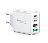 Chargeur USB C, 40W 4 Port Prise Chargeur Rapide USB C, Multiple Secteur Double PD+QC 3.1A Type C Adaptateur pour iPhone 16 15 14 13 12 11 Pro Max X XS XR 8 7 6S Plus Mini SE, iPad, Samsung Galaxy