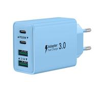 Chargeur USB C, 40W 4 Port Prise Chargeur Rapide USB C, Multiple Secteur Double PD+QC 3.1A Type C Adaptateur pour iPhone 17 16 15 14 13 12 11 Pro Max X XS XR 8 7 6S Plus Mini SE, iPad, Samsung Galaxy