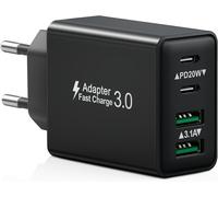 Chargeur Usb C, 40w 4 Port Prise Chargeur Rapide Usb C, Multiple Secteur Double Pd+Qc 3.1a Type C Adaptateur Pour Iphone 16 15 14 13 12 11 Pro Max X Xs Xr 8 7 6s Plus Mini Se, Ipad, Samsung Galaxy