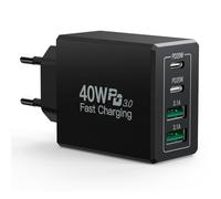 Chargeur USB C 40W 4-Port Prise USB C Chargeur iPhone Rapide Bloc Secteur Multiple USB Type C PD+QC Adaptateur pour iPhone 17 16 15 14 13 12 11 Pro Max XR XS X 8 Plus Se, iPad, Samsung Galaxy, Pixel