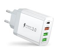 Chargeur USB C, 40W 4 Port Prise USB C Chargeur Rapide, Multi Secteur PD+QC 3.1A Type C Adaptateur pour iPhone 16 15 14 13 Pro Max Plus, iPad, Samsung S22 S23 S24 S25, iWatch,Petit Ventilateur