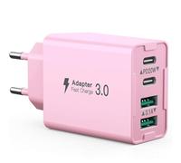 Chargeur USB C, 40W 4 Port Prise USB C Chargeur Rapide, Multi USB Secteur PD20W + QC 3.1A Type C Adaptateur Compatible avec 11/12/13/14/15 Pro Max Series/Samsung Galaxy S22/S23/S24/Smartphone/Tablet