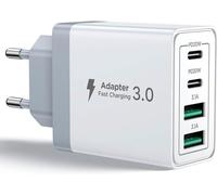 Chargeur USB C,40W 4 Port Prise USBC Chargeur Rapide iPhone,Multi Secteur PD+QC 3.1A Type C Adaptateur pour iPhone 15 14 13 12 11