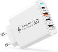 Chargeur USB C 40W, 4 Ports Prise USB C Bock Chargeur Rapide iPhone, Multiple USB Secteur avec PD&QC3.0 Alimentation Type C Chargeur Adaptateur pour iPhone 17 16 15 14 13 12 11 X 8 8 Plus,iPad