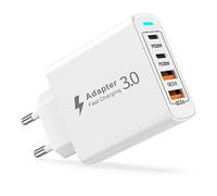 Chargeur USB C, 40W 4 Ports Prise USB C Chargeur Rapide iPhone, Chargeur USB Multiple Secteur avec PD&QC Charger Type C Adaptateur pour iPhone 17 16e 16 15 Pro 14 13 12 11 X XS,S-amsung Galaxy S25 S24