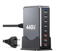 Chargeur USB C 440W, 8-en-1 Chargeur Rapide Multiple avec 5 USBC et 3 USBA, Station de Charge GaN III et PD 3.0, Double PD100W Port Laptop Charger Compatible avec MacBook Pro/Air/iPad/iPhone