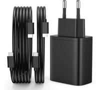 Chargeur USB C 45 W (câble 1 m + 2 m) Adaptateur Type C Secteur, Rapide PD Charge Compatible avec Samsung Galaxy S25/S24/S23/S22/S21 Ultra/S20/S20+/Note 20/10/9/8/A73/A53/A52/S10/S9