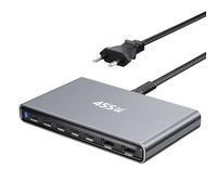 Chargeur USB C,455W 7 Ports USBchargeur,Multiple Chargeur Rapide à Prises Multiples,Chargeur pour Ordinateur Portable,Adaptateur Secteur GaN PPS Compatible avec MacBook Pro/Air/iPad/iPhone/Galaxy