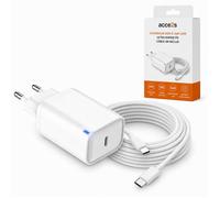 Chargeur USB-C 45W GaN Ultra Rapide PD PPS Blanc acce2s® avec Câble Long 2m Compatible iPhone Samsung Xiaomi 2026