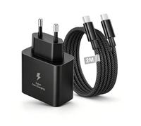 Chargeur USB C 45W pour Samsung Galaxy S26 Ultra/S26/S25 Ultra/S25/S24 Ultra/S24/Note 20 Ultra/A56/A54/Z Fold6, Prise Adaptateur Secteur USB C avec Fil Cordon Cable USB-C Nylon Tressé 2M Charge Rapide