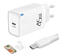 Chargeur USB C 45W Rapide PD GaN avec Câble 1M pour Smartphone 9/9 Pro/XL/Fold, 16/15, S25/S24/S23 Ultra, Rdinateur Portable, Comprimé Pro/Air, Adaptateur Secteur Type C Universel Sécurisé