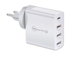 Chargeur USB C 48 W, Chargeur Rapide 4 Ports, Chargeur Rapide PD 3.0 Multiple Compatible avec iPhone 15/14/13/12, SE, iPad, Samsung, Huawei, Xiaomi, Adaptateur Secteur, Alimentation USB A et Type C