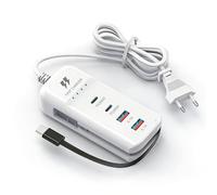 Chargeur USB C, 5 en 1, multiple, avec 2 ports USB-C et 2 USB-A + 1 bloc d'alimentation USB-C, chargeur USB multiple pour iPhone 16 15 Pro/Pro Max, iPad, MacBook, Samsung, téléphones portables, blanc