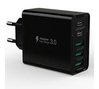 Chargeur USB C 50 W Multiple, 5 Ports USBC et USBA, Bloc d'alimentation USB, Adaptateur Mural Fast Charge PD20W, Compatible avec iPhone 11/12/13/14/15/16/Galaxy S21/S22/S23/tablettes (Noir)