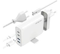 Chargeur USB C 60W/18W, Adaptateur Chargeur de Voyage USB 75W Compatible pour MacBook Pro 2019, MacBook Air 2018, iPhone 11 Pro Max, Ordinateur Portable Lenovo, 2 USB-C - 2 USB 3.0 Port-Blanc