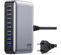 Chargeur Usb C 620W, Chargeur Usb Gan 10 Ports, Station De Charge Rapide Multi Usb C Pour Ordinateur Portable, Bloc D'Alimentation Pd Compatible Avec Iphone/Samsung/Google/Laptop/Macbook Pro/Air.