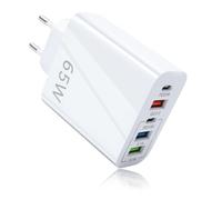 Chargeur USB C 65 W 5 Ports Prise Chargeur USB Multiple Rapide Intelligent QC 3.0 PD 3.1A Type C Fast Charger Universel Adaptateur d'alimentation pour iPhone 16 15 14 13 12 11 Pro iPad Samsung Galaxy
