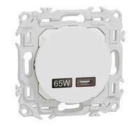 Chargeur USB-C 65 W - Forte puissance et charge rapide - Odace - S920406 - Schneider - Blanc craie