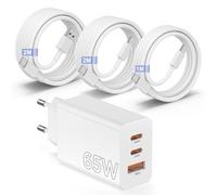Chargeur USB C 65 W pour iPhone 17/16 Pro Max, chargeur rapide USB avec câble de charge 2 m pour iPhone 17e/17 air/17 16 15 pro/16 15 Plus, bloc d'alimentation USB C multiple pour MacBook Air Pro Neo