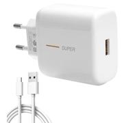 Chargeur USB-C 65 W pour Op Super-VOOC est un chargeur rapide d'origine et est livré avec un câble de données USB-A vers USB-C 6 A, il est également compatible avec Oppo Find X7/X6/X5/X3/Reno 11/10/8