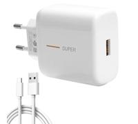 Chargeur USB-C 65 W pour Oppo Super-VOOC, Chargeur Rapide d'origine avec câble USB-A vers C 6 A pour Find X7/X6/X5/X3/Reno 11/10/8/7/6 pour One-Plus 11/10T Nord 2T/10 Pro Real-me GT/9 Pro/7 Pro
